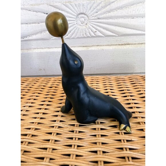 Vintage MCM Taxco Mexico Metal Seal with Ball Sculpture Figurine - Picture 2 of 11